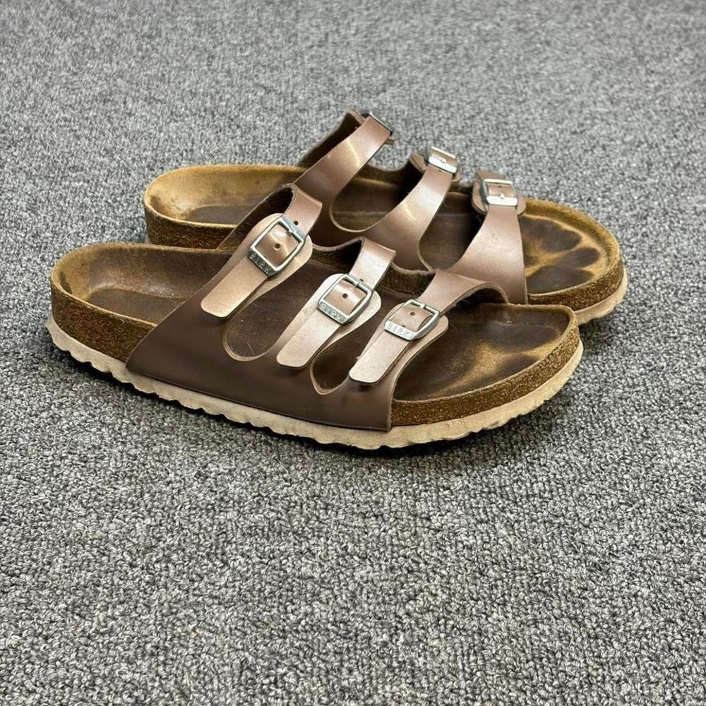 Birkenstock Florida Leather 3 Strap Sandal Soft Footbed Brown Womens 39 / US 8.5
